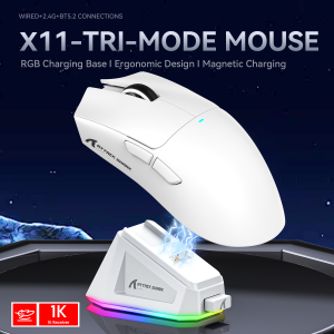 ATTACK SHARK X11 Lightweight Wireless Gaming Mouse with RGB Charging DockTri-Mode-2.4G/USB-C Wired/BT22K DPIPAW3311 Optical S
