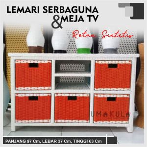 LEMARI RAK LACI 6 DVD MINI WARNA LACI ROTAN SINTETIS MOTIF RANTAI MURAH / MEJA TV SET BOX DAN  PS  TERBARU  / PENYIMPANAN BAJU ANYAMAN KOSAN / TEMPAT BERKAS MINIMALIS TERMURAH 2023