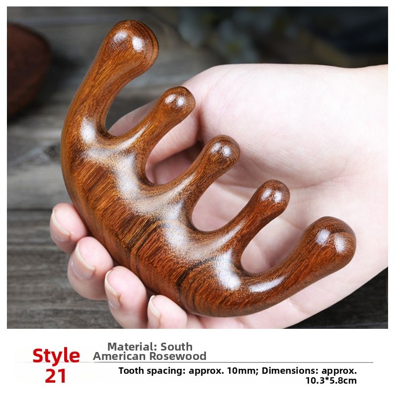 Pente de madeira natural antiestático para massagem do couro cabeludo nos meridianos
_voghion.com