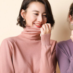 [off-Season Big Sale 29 Yuan] Fall and Winter High Collar Woolen Sweater Female Pile Collar All-Match Sweater Silm Base Knitwear