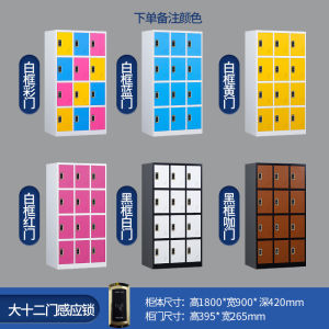Colorful Employee Locker Electronic Induction Lock Bag Depositing Closet Gym Locking Iron Chest Storage Locker