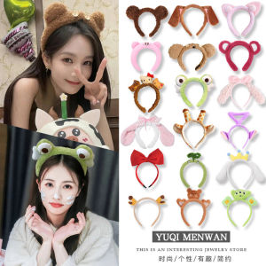 เครื่องประดับผมผ้าขนสัตว์ลายการ์ตูนน่ารักสำหรับผู้หญิง ทรงใหม่ ฤดูใบไม้ร่วง/ฤดูหนาว ที่คาดผมสูง ที่คาดผมสำหรับการล้างหน้า