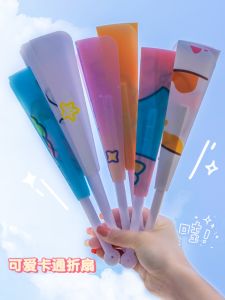Cute Summer Cartoon Hand Fan Student Ins Style Portable Portable Plastic Folding Fan Seven Folding Fan Small Fan