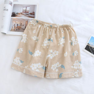 Summer New Pure Cotton Pajama Pants Womens Shorts Thin Cotton Double-Layer Gauze Three Pants Loose plus Size Casual Home