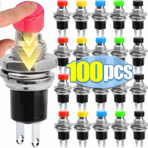 100Pcs Reset Jog Lock Free Switch 7Mm Mini Momentary Push Button Switch 2 Pins Pre-Soldered Round Pushbutton Normally on/Off Switches