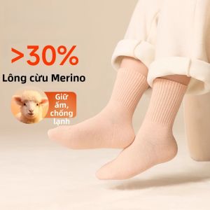 Vớ Trẻ Em Bằng Lông Cừu Merino Dày Ấm Chống Khuẩn