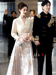 New Chinese Style Wedding Dress Set Engaged Womens Hanfu Small Size Formal Ceremony Dress 2025 New Design Wedding Gown