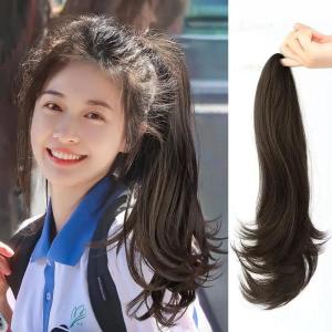 TSE Wig Ponytail Women Clip-on Micro-curly Long Straight Hair Wig Set Ultra-light High Ponytail Internet Celebrity Fake Ponytail Braid 40cm/50cm SW64HD