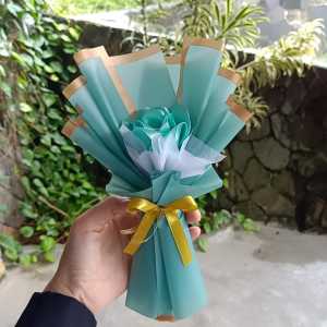 Buket Mini Single Rose bunga Mawar Satin