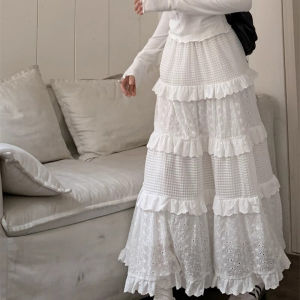 PM❀ 2025ผู้หญิงกระโปรงยาวเสื้อคลุมเอวสูงฤดูใบไม้ร่วงฤดูใบไม้ร่วงฤดูใบไม้ร่วงโรยด้วยกระโปรงยาว