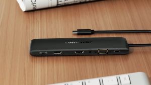 Lemorele TC97 USB C Docking Station 12 in 1 Triple Display USB C Hub Multiple Dongle Adapter with 2*HDMI 4K+1*VGA+4 USB Port+100W PD+USB C Data+SD/TF+Audio for Dell/HP/Lenovo/Surface/macbook/Laptop