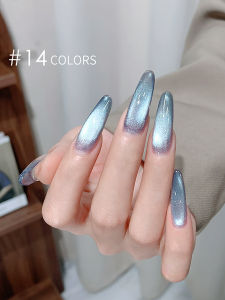 1pcs ZH Rainbow Sugar Cat Eye Gel Nail Polish Popular Porcelain White Glass Bead Cat Eye Nail Art Specialized Gel Nail Supplies