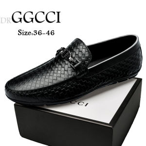 DRGGCCI Genuine Leather Mens Casual Shoes Spring Autumn Seasonal Soft Leather Slip-On Large Size Bean Bean Shoes