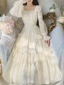 Princess Running/Sweet Gentle French Lace Patchwork Cake Dress Dress Chiffon Fairy Pettiskirt Dress