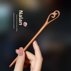 Handmade Peach Wood Hairpin New Chinese Style Daily Hairpin Womens Ancient Fashion High-End Sandalwood Hairpin Hair Accessories