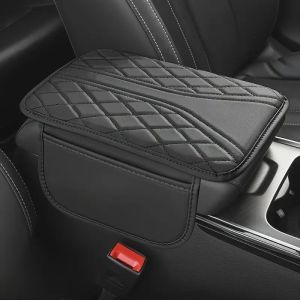 1pc Car Armrest Pad with Storage Bag PU Leather Car Elbow Pad Car Center Console Armrest Box Cushion Auto Armrests Storage Pad