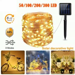 Đèn led dây trang trí kẽm dài 7m 12m 22m 32m dùng năng lượng mặt trời trang trí sân vườn