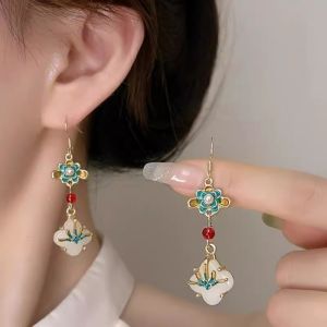 ต่างหูทรงยาวคล้องแบบจีนใหม่ 925 เงินแท้ สำหรับผู้หญิง ดีไซน์เรโทร หรูหรา เครื่องประดับแฟชั่น