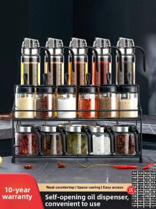 B&W | Kitchen Storage Organizer Spice Jars Set