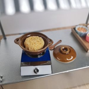 Miniature Ceramic Kitchen Scene Model Dollhouse Simulated Stove Gas Stove Pot Dollhouse Accessories Collectible Toys