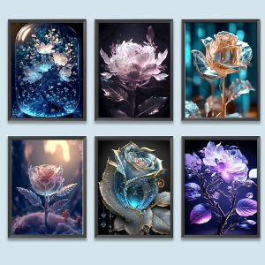 5D DIY Full Round And Square Drill Diamond Painting Kit Glass Crystal Flower Sparkling Floral Art For Adult Home Wall Decor Gift