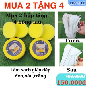 combo 2 hộp cao lau giầy dép ghế da đen trắng và da làm sạch