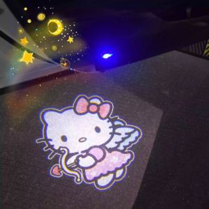 Sanrio | Hello Kitty Car Welcome Light Wireless Door Projector Lamp Auto Induction Ground Projection Car Atmosphere Light Decoration Gift