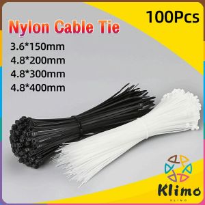 100pcs Nylon Cable Tie Wire Black/White 3.6/4.8MM Plastic Wire Tie