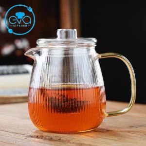 Bình Lọc Trà Kẻ Sọc Thuỷ Tinh / Bình Pha Trà Kèm Lõi Lọc Thuỷ Tinh Chịu Nhiệt Sọc Thẳng Striped Teapot 700 ML
