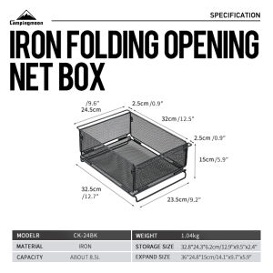 CAMPINGMOON CK-24BK Outdoor IGT Table Unit Combination Multifunctional WaterFilter Basket 304 Stainless Steel Storage Net Cage