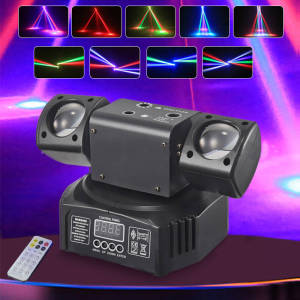 ใหม่หมุนลําแสงเลเซอร์ Strobe 3 ใน 1 LED Moving Head รีโมทคอนโทรล DMX512 DJ Disco Bar Club Party งานแต่งงาน Stage Effect Light