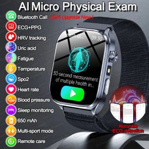 New AI Micro Physical Exam Smart Watch 2.0" HD Screen Blood Pressure UricAcid Blood Oxygen ECG Health Sports Smartwatches 2025