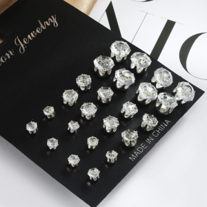 Sparkling Geometric Zircon Stud Earrings Hypoallergenic Pearl Piercing Earring Jewelry Accessories
