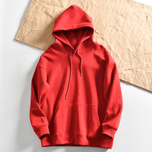Soft Comfortable Mens Red Solid Color Hoodie Jacket Spring 2025 New Arrival Fashion Urban Style Long Sleeve Antibacterial Cotton