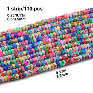 110pcs Flat Round Polymer Clay Beads Multicolor Floral Print Craft loose Bead for DIY Jewelry Making Bracelets Necklace Earrings