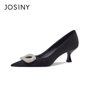 Josiny | Black Pointed Toe Buckle High Heel Women Shoes