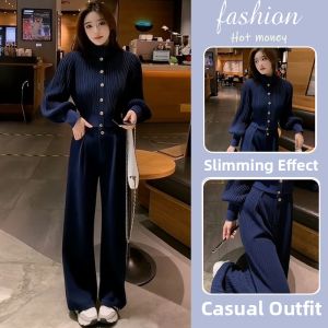 NUANPING | Style Blue Corduroy Leisure Wear Set For Women