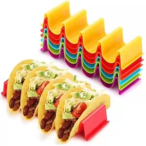 6PCS Tempat Taco Stand Reusable 4 Slot Tacos Holder PP Grade Food Tahan Suhu Tinggi