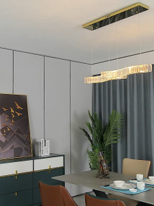 Luxury Strip Dining Room Pendant Light Modern Wave Crystal Chandelier Living Room Bedroom Home Lamp
