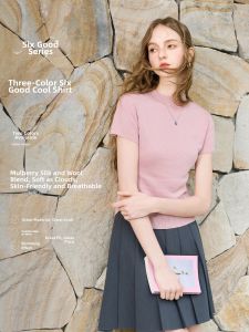 3COLOUR·S | Slim Fit Short Length High Neck Short Sleeve Knitted Sweater