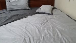 Xả hàng bộ phi lụa màu ghi 4 món  (ảnh thật đi kèm đã bo chun kích thước 200*220cm đệm 12cm)