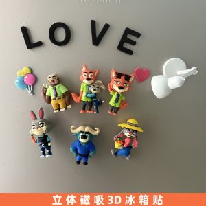 Nhãn Dính Tủ Lạnh Hoạt Hình 3D Hấp Dẫn Nhãn Dính Hình Thỏ Nick Judy Từ Tính Đồ Trang Trí Cho Tủ Lạnh