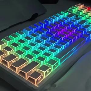 132 Keys Shadow PBT Keycaps Side Print Shine Through Keycap Cherry Profile Translucent around Edges For Mechanical Keyboard