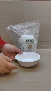 ชามชานอ้อย 500 ml. สีขาว แพคละ 50 ใบ ยี่ห้อโก อีโค่ ผลิตจากเยื่อชานอ้อย 100% ปลอดภัยใช้กับอาหาร