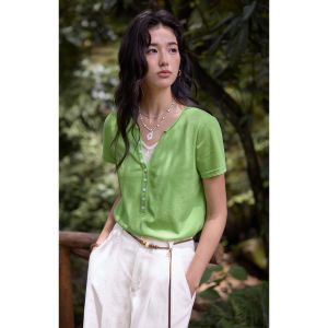 Slimming V-neck Lace T-shirt