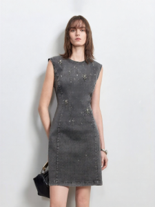 Vero Moda | New Summer Drilled Sleeveless Waist A-Line Denim Dress