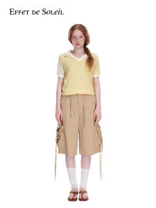 Turn-down Collar Striped Short Sleeve Tee