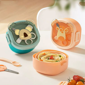 Orzbow ชุดชามใส่อาหารสามารถพกพาได้สำหรับเด็กทารกสำหรับเด็กชุดเครื่องใช้บนโต๊ะอาหารพร้อมช้อนกรรไกรตัดอาหารเสริมกล่องข้าวกลางวัน