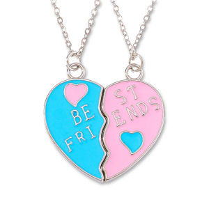 Magnetic Friendship Necklace Childrens Best Friend Gift Student Pair Heart Puzzle Birthday Gift Alloy Pendant Jewelry