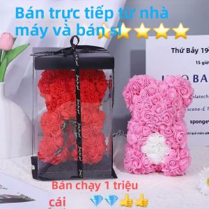 Quà Tặng Gấu Bông Hoa Giả Sáng Tạo Dành Cho Ngày Của Mẹ Giáng Sinh & Ngày Lễ Tình Nhân - Tượng Gấu Hoa Hồng Nhựa Nhỏ